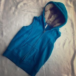 Old Navy Blue Vest with Faux Fur Hood
